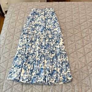 Altar'd State Blue and White Maxi A-Line Skirt